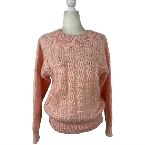 Vintage 80s Lowell & Whitney Kid Mohair Pullover Sweater Pink Size Medium - Picture 13 of 13